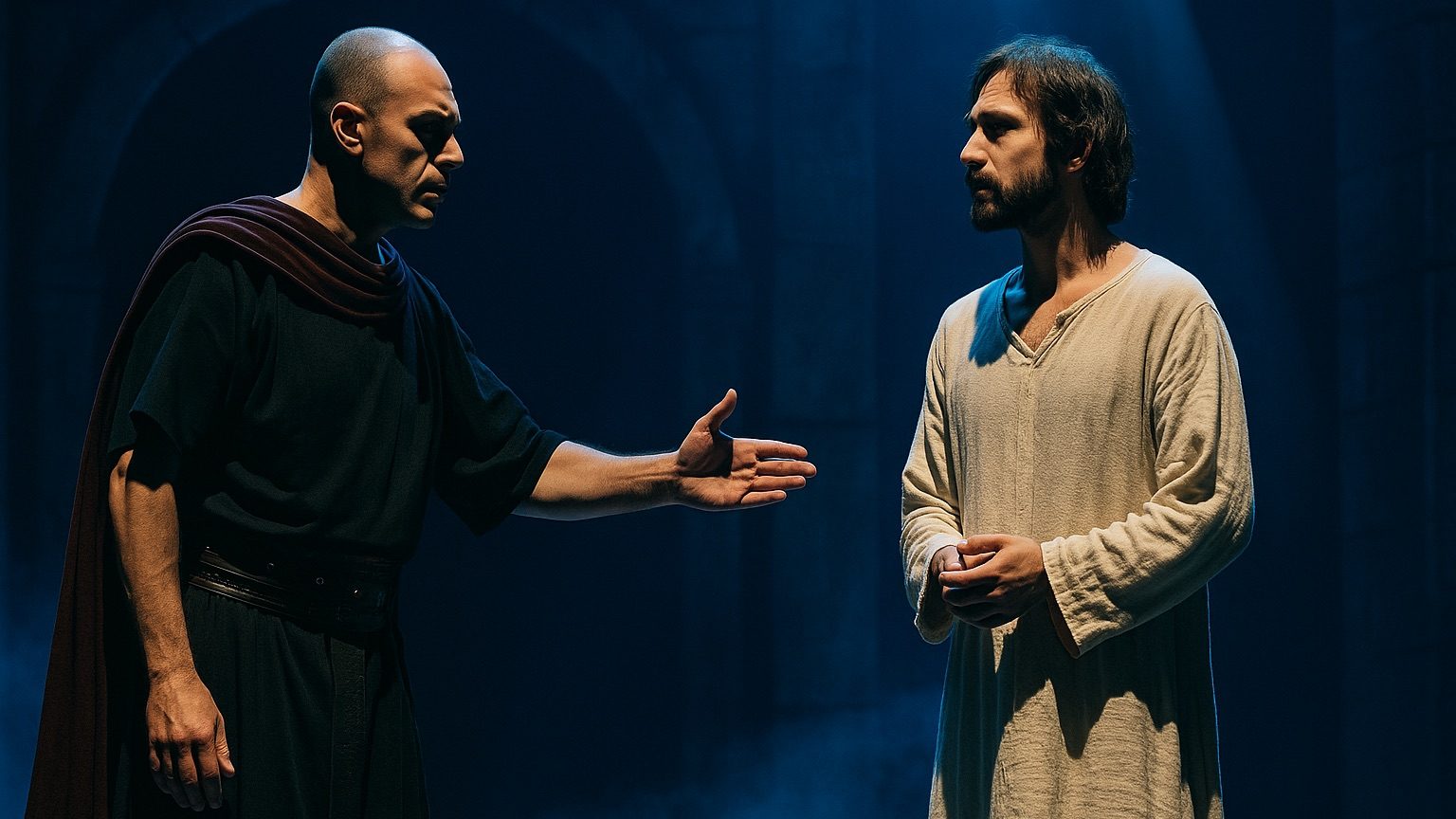 Пилат и Иешуа в мюзикле «Мастер и Маргарита» библейская часть на сцене